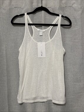 NWT Athleta Getaway Camisole Tank-Sz xs-White-Linen/Tencel Blend-Sheer